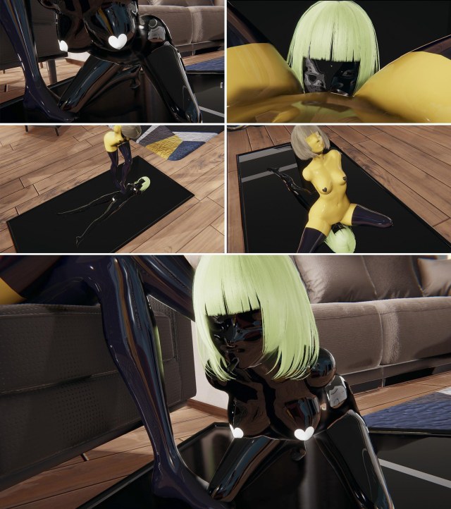 Gelcoat and Raincoat 10 Latex Coat Playing with Tights Gagging Humanoid Masked BDSM Binding Conditioning Vacuum Bed StPreview